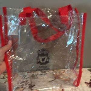 5/$3 Liverpool Red Clear Tote Bag for Events